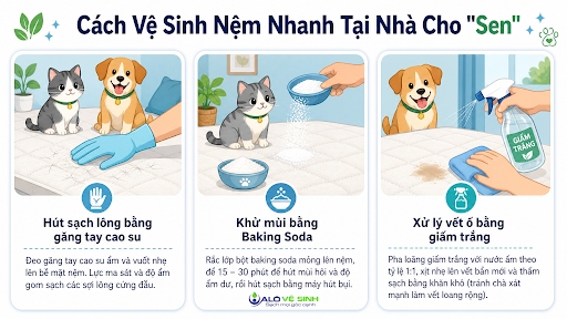 Hình 2: Cách vệ sinh nệm nhanh tại nhà